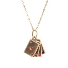 Vintage 1950s Gold Playing Cards Pendant