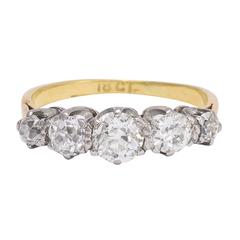 Antique Victorian 1.62 Carat Old Cut Diamonds Five Stone Ring