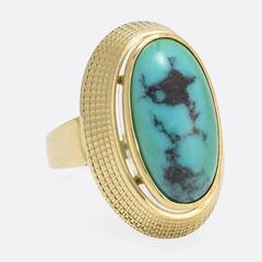1960s Turquoise Matrix Egyptian Revival Ring