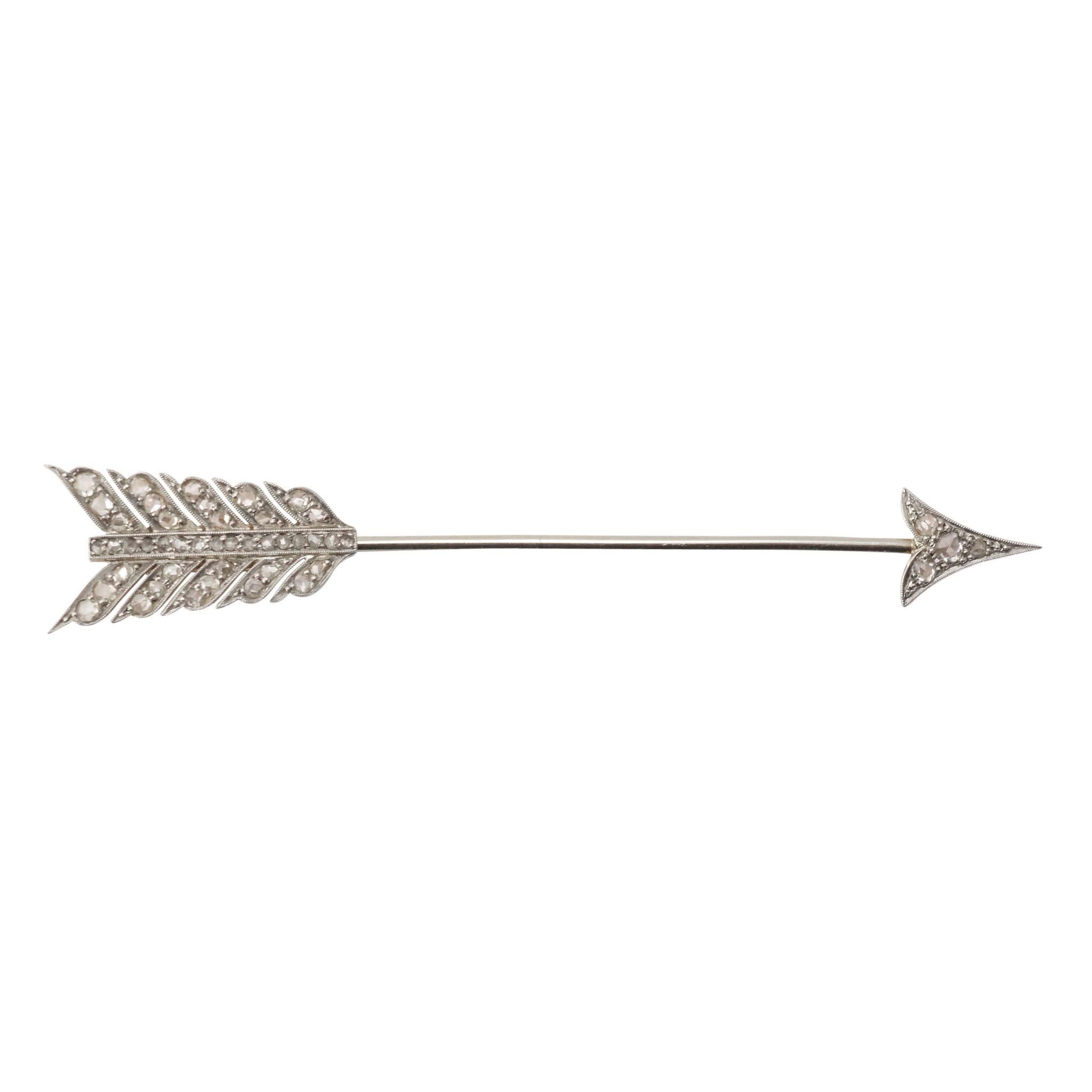 Art Deco Diamond Arrow Jabot Pin Brooch