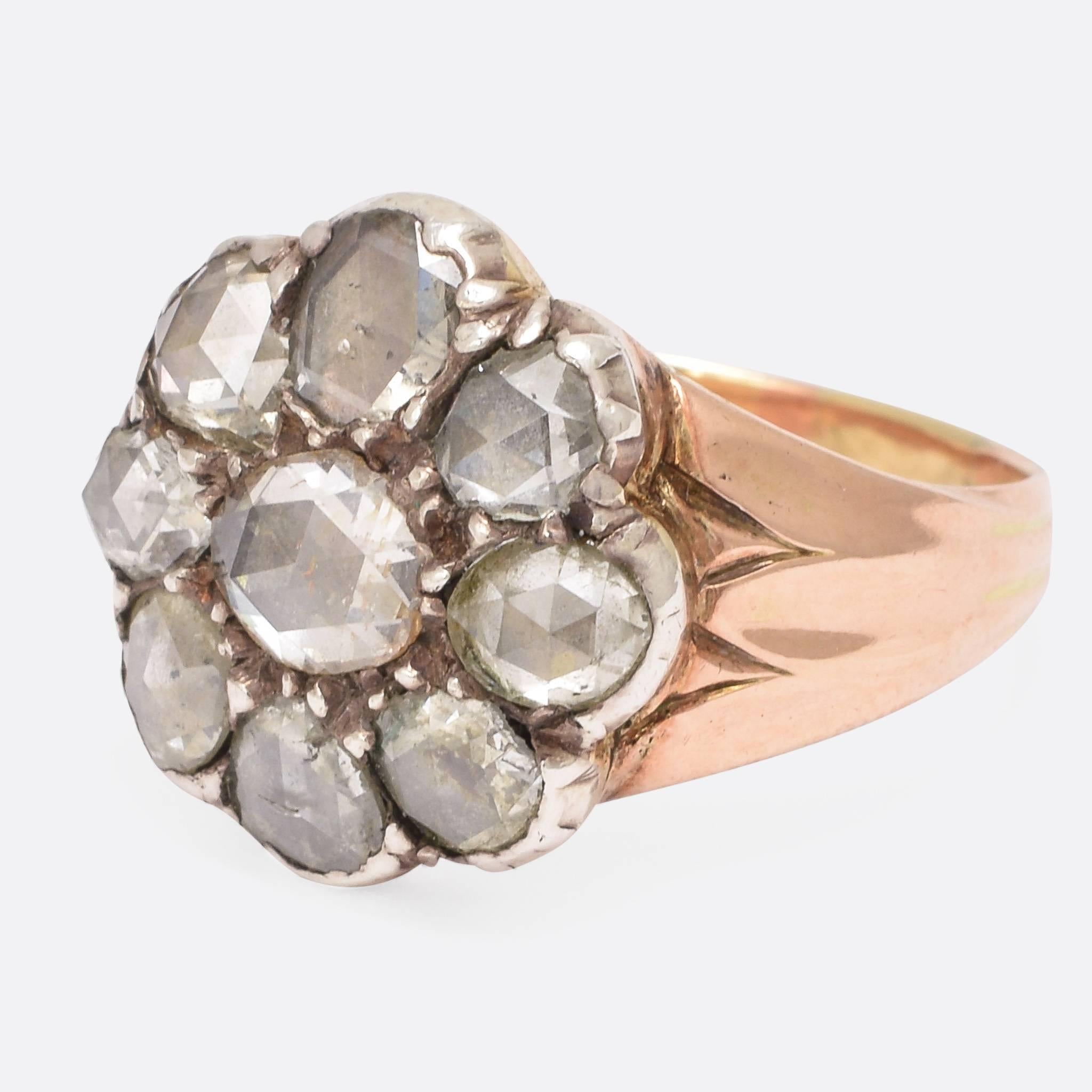 Antique Georgian Rose Cut Diamond Flower Cluster Ring at 1stDibs ...