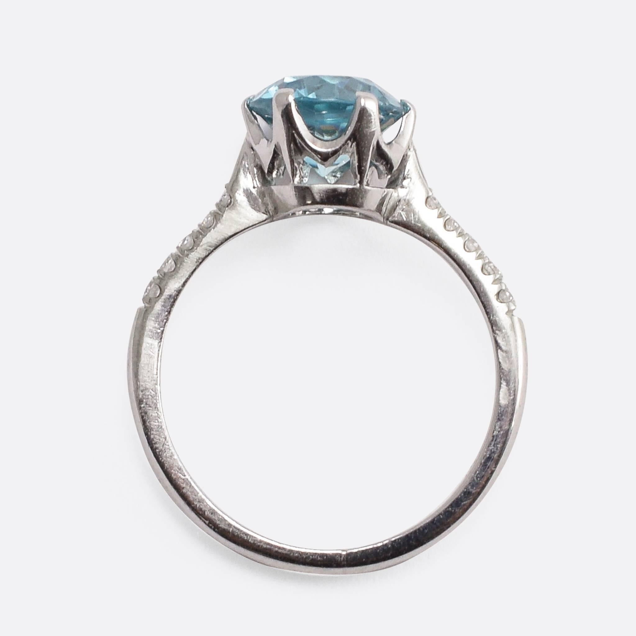 Art Deco Zircon Diamond Solitaire Ring 1
