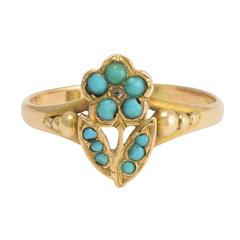 Antique Victorian Turquoise Diamond Pansy Ring