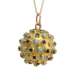 1960s Multi-Gem Sputnik Gold Orb Pendant