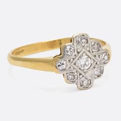 1920s Art Deco Diamond Cross Cluster Ring