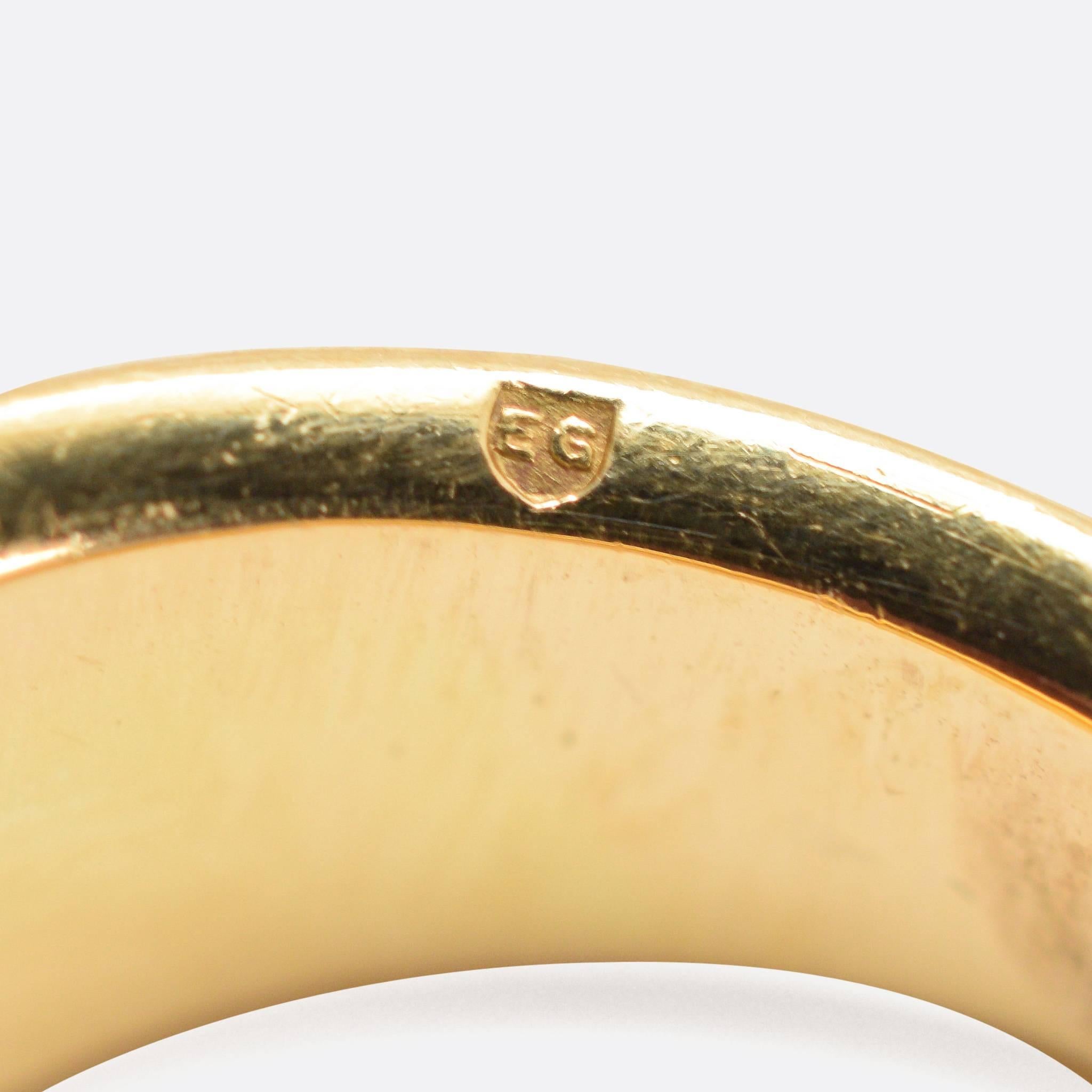 Women's 1970s Elizabeth Gage Moonstone Leaf Gold Ring