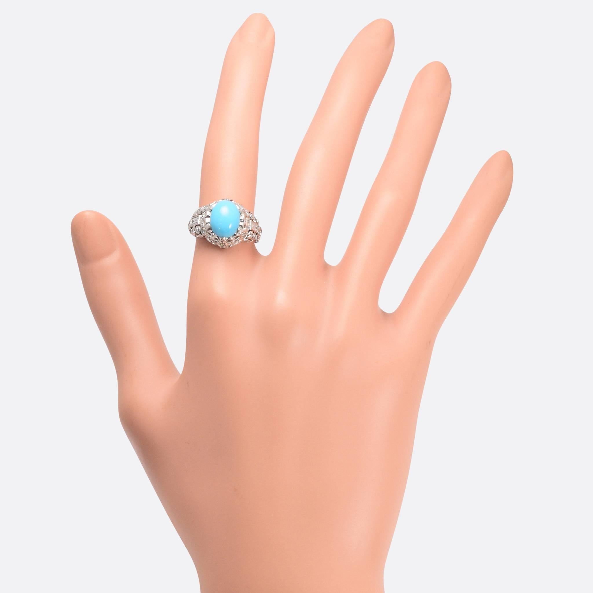 platinum diamond turquoise ring