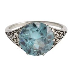 Art Deco 3.75 Carat Zircon Filigree Ring
