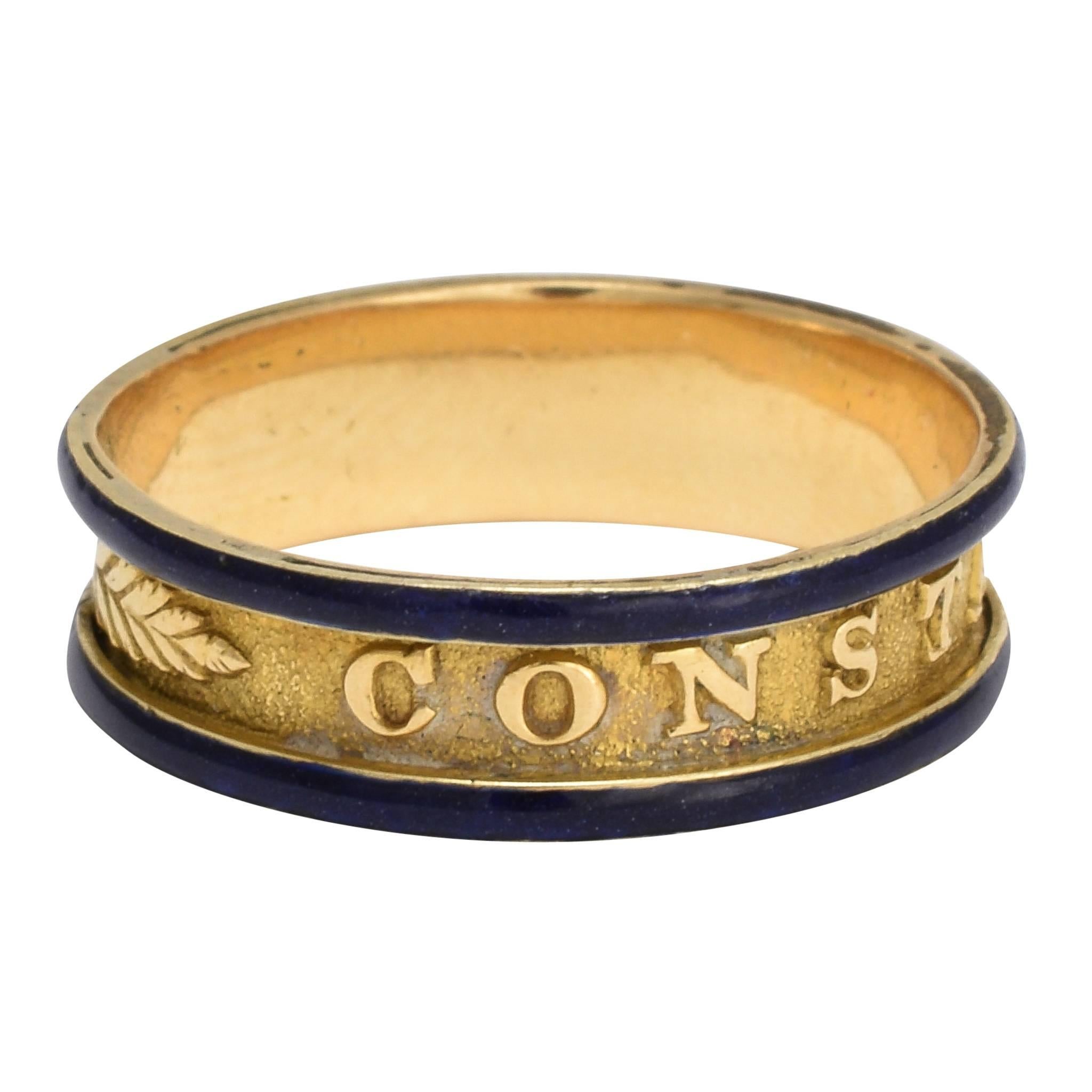 Antique Georgian Enameled "Constante" Ring