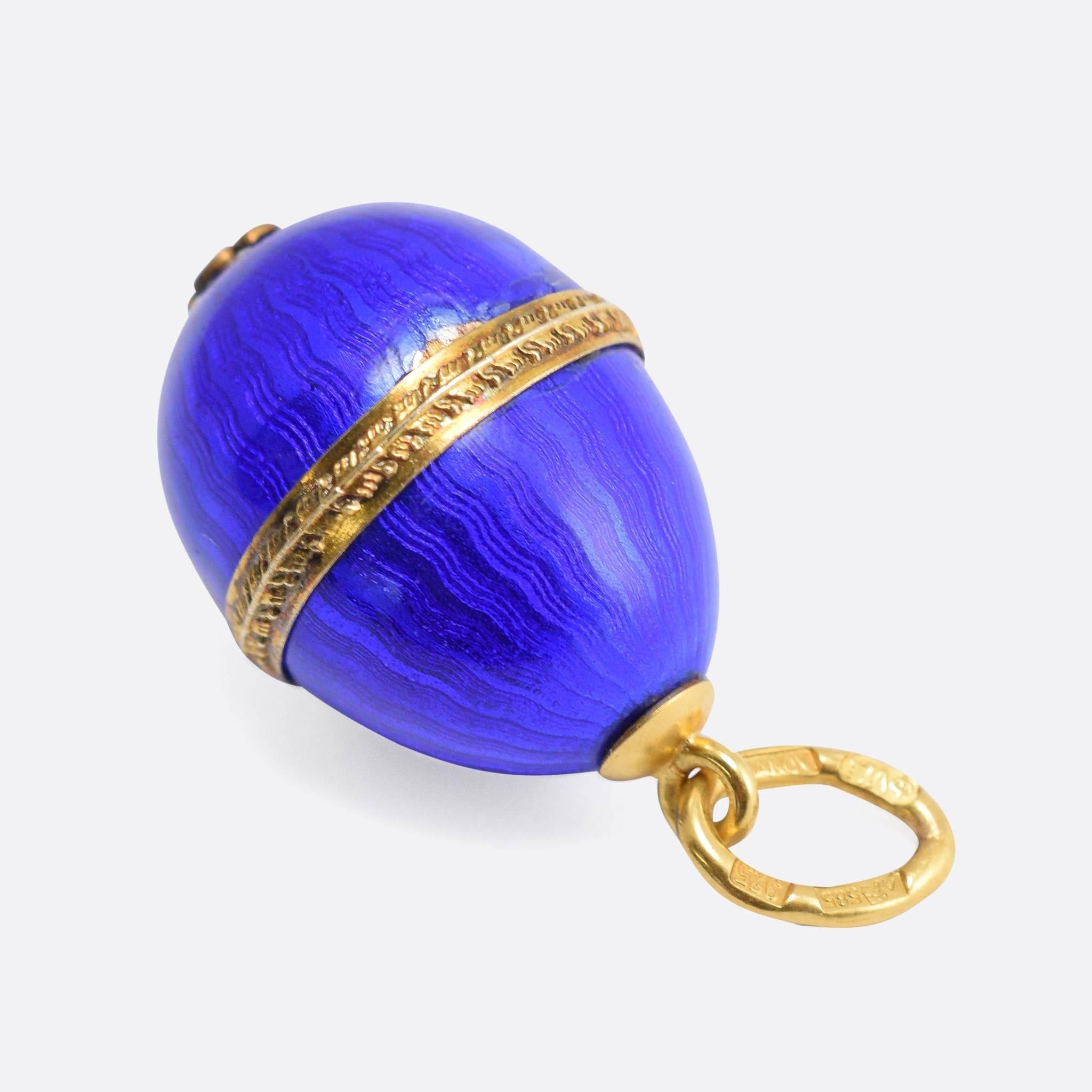 russian enamel egg pendant