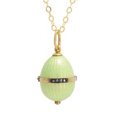 Ananov Green Enamel Russian Miniature Egg Pendant 1