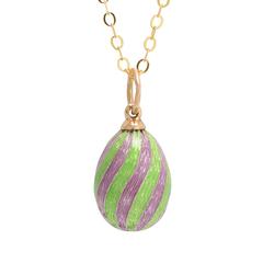1960s Spiral Enamel Russian Miniature Egg Pendant 2