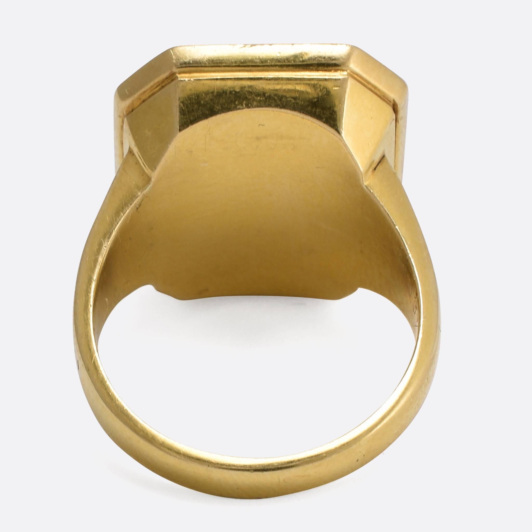 Late Victorian Gold Shield Signet Ring In Excellent Condition In Sale, Cheshire