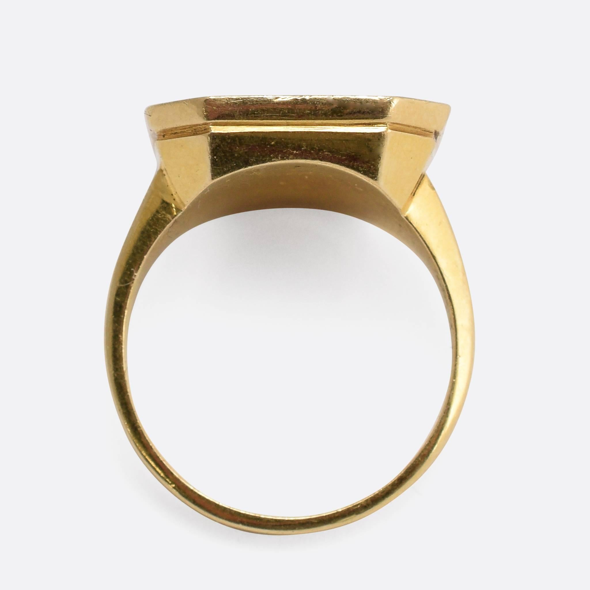 Women's or Men's Late Victorian Gold Shield Signet Ring