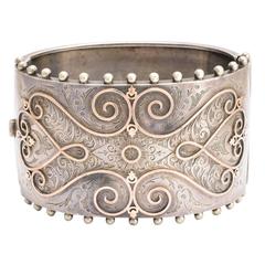 Victorian Silver Bangle with Rose Gold Inlay