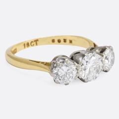 1930s 1.8 Carat Diamond Trilogy Engagement Ring