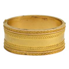 Antique Etruscan Revival 15 Karat Gold Bangle