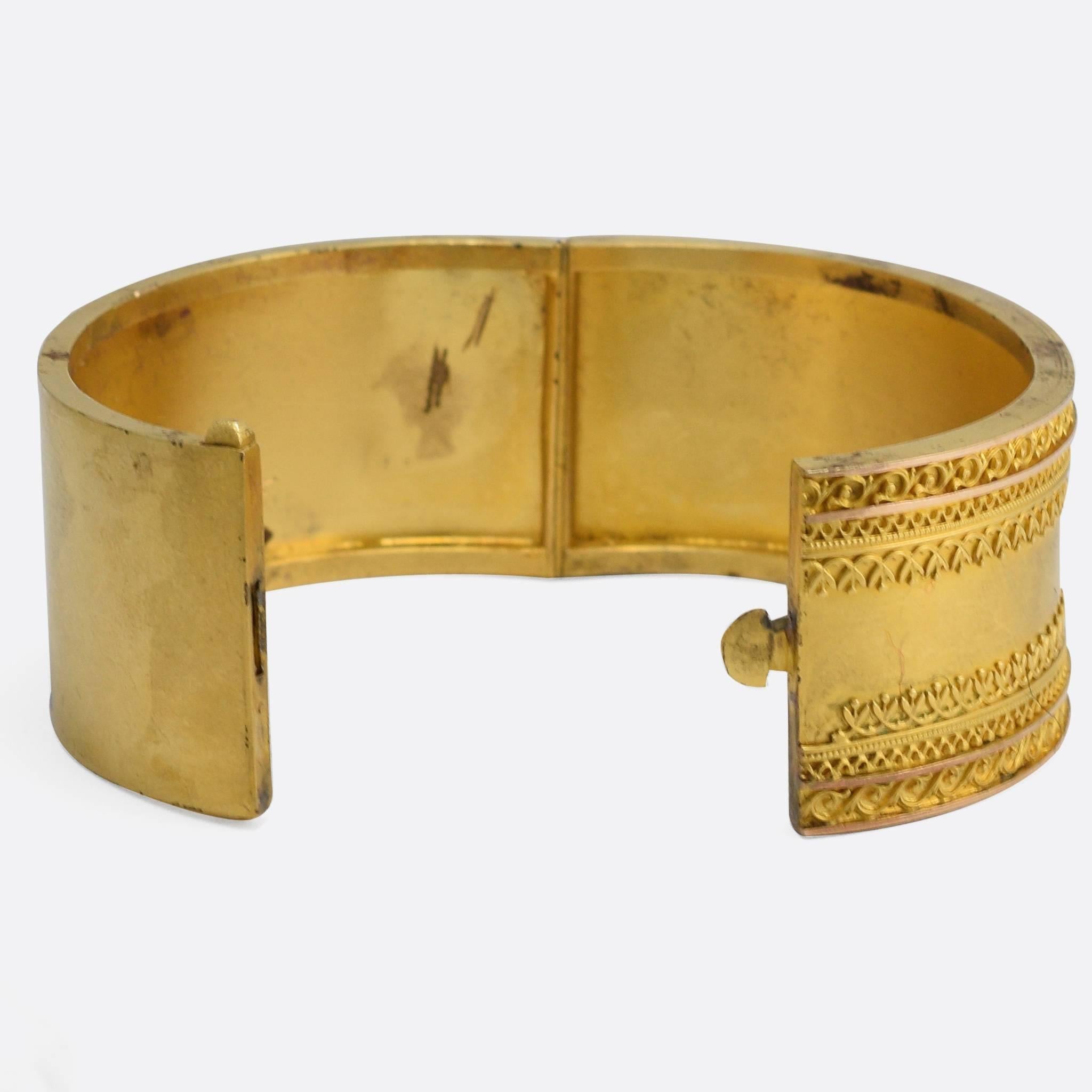 Antique Etruscan Revival 15 Karat Gold Bangle 1
