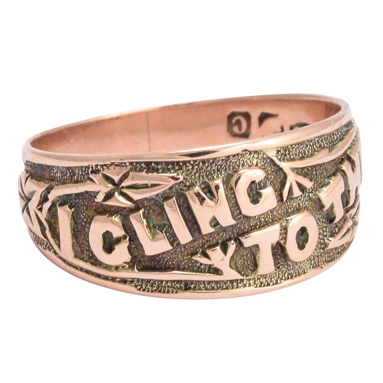 Antique Edwardian "I Cling To Thee" Rose Gold Band Ring at 1stDibs i