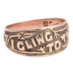 Antique Edwardian "I Cling To Thee" Rose Gold Band Ring
