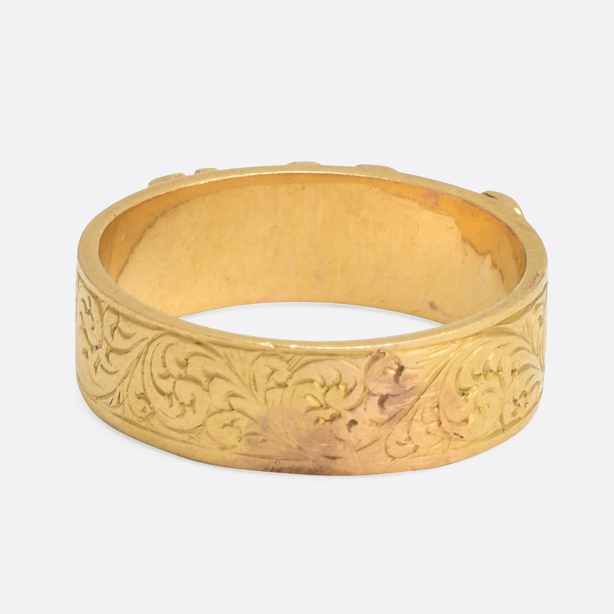 Women's 1870s Key to My Heart Gold Wedding Band