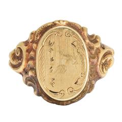 Antique Mid-Victorian Chased Locket Signet Ring