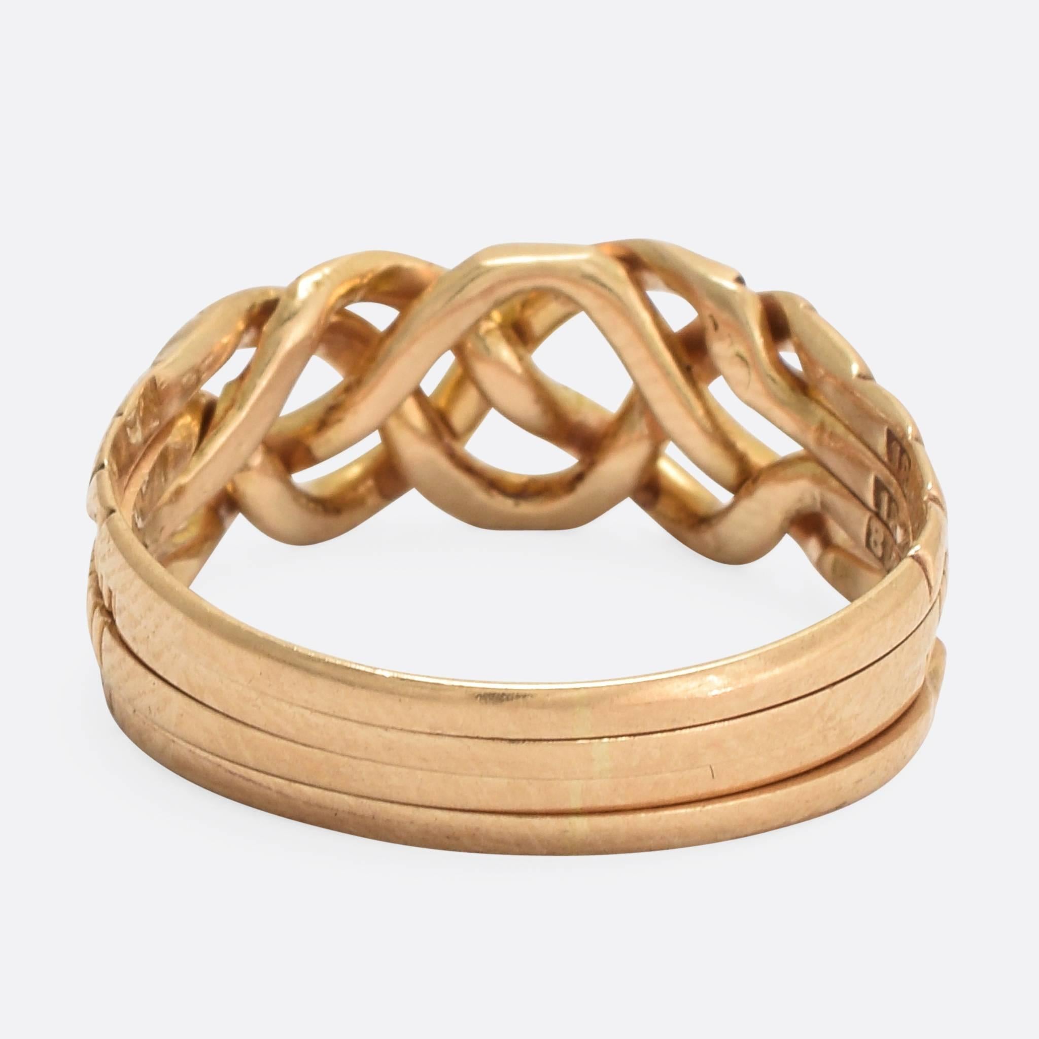 Antiker viktorianischer vierteiliger Puzzle-Ring aus Gold im Zustand „Hervorragend“ in Sale, Cheshire