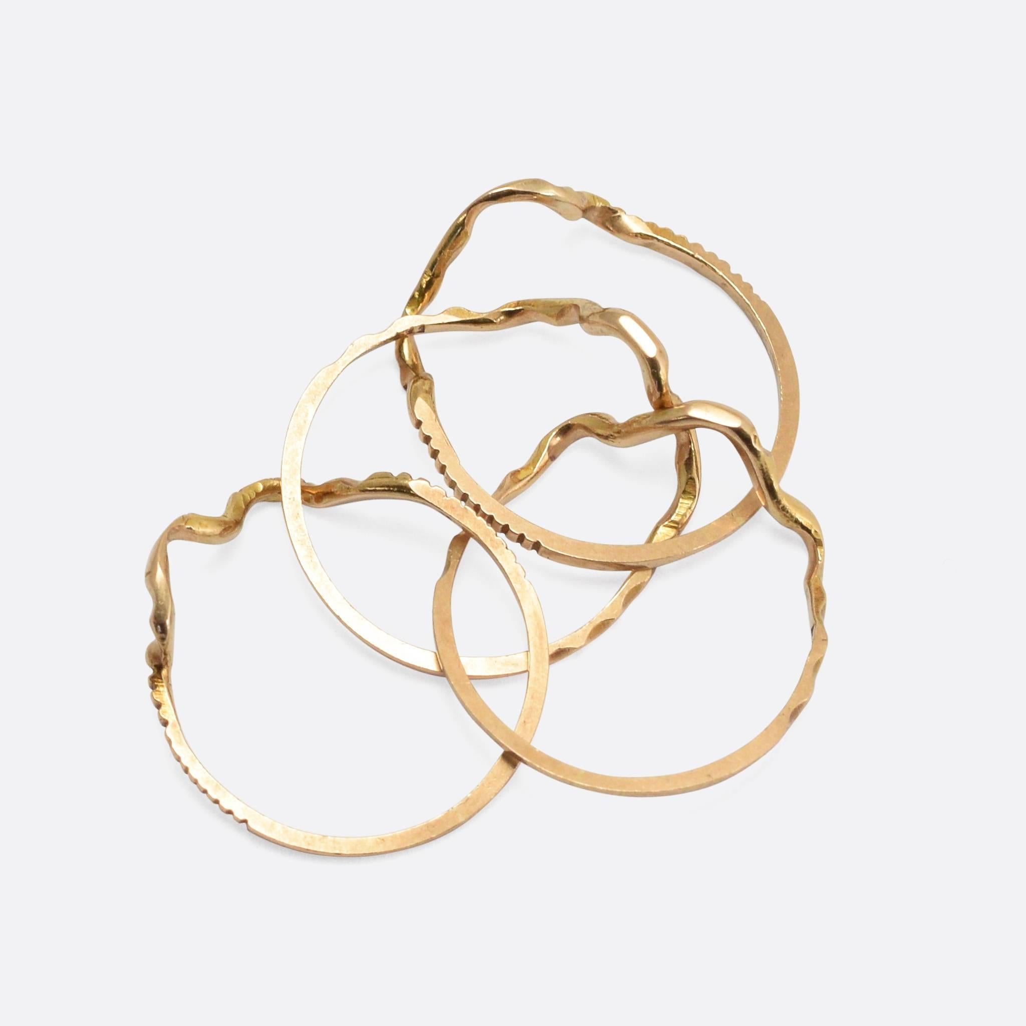 Antiker viktorianischer vierteiliger Puzzle-Ring aus Gold für Damen oder Herren