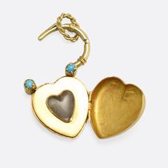 Antique Georgian Turquoise Diamond Gold Heart Locket