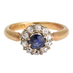 Antique Victorian Sapphire Diamond Round Cluster Ring