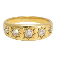 Antique Victorian Star-Set Diamond Five-Stone Band Ring
