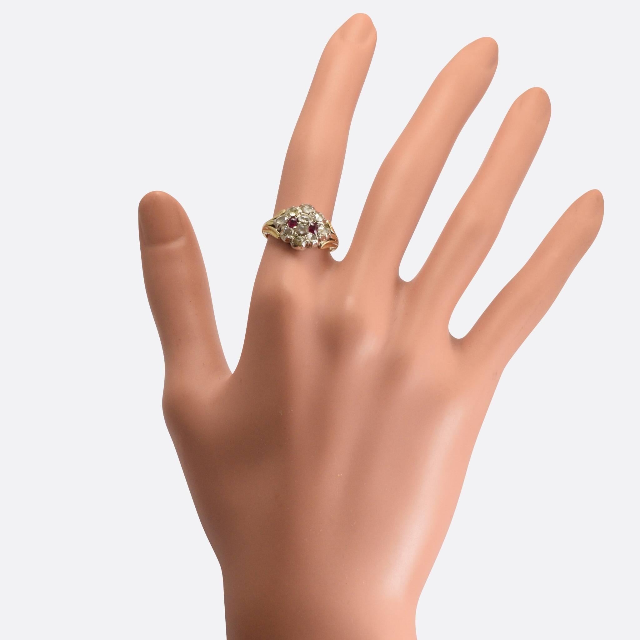 Women's Antique Georgian Ruby Diamond Cluster Ring