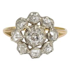 Antique Georgian 1.5 Carat Old Mine Cut Diamond Cluster Ring