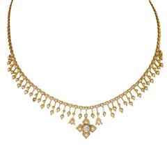 Antique Victorian Pearl Diamond Fringe Necklace