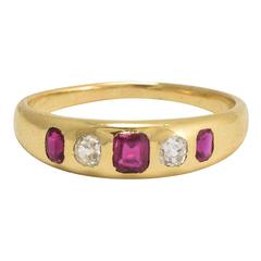 Antique Victorian Ruby Diamond Stacking Band