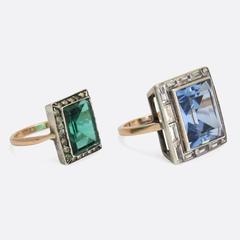 Set of Eight Art Deco Paste Cocktail Rings