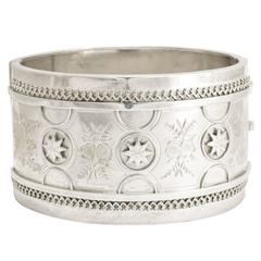 Antique Victorian Etruscan Revival Silver Cuff Bangle 6