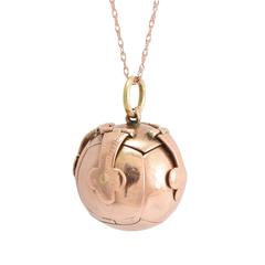 Antique Victorian Masonic Orb Rose Gold Pendant