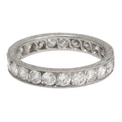 1910s Edwardian 2.3 Carat Old Cut Diamond Platinum Eternity Band 2
