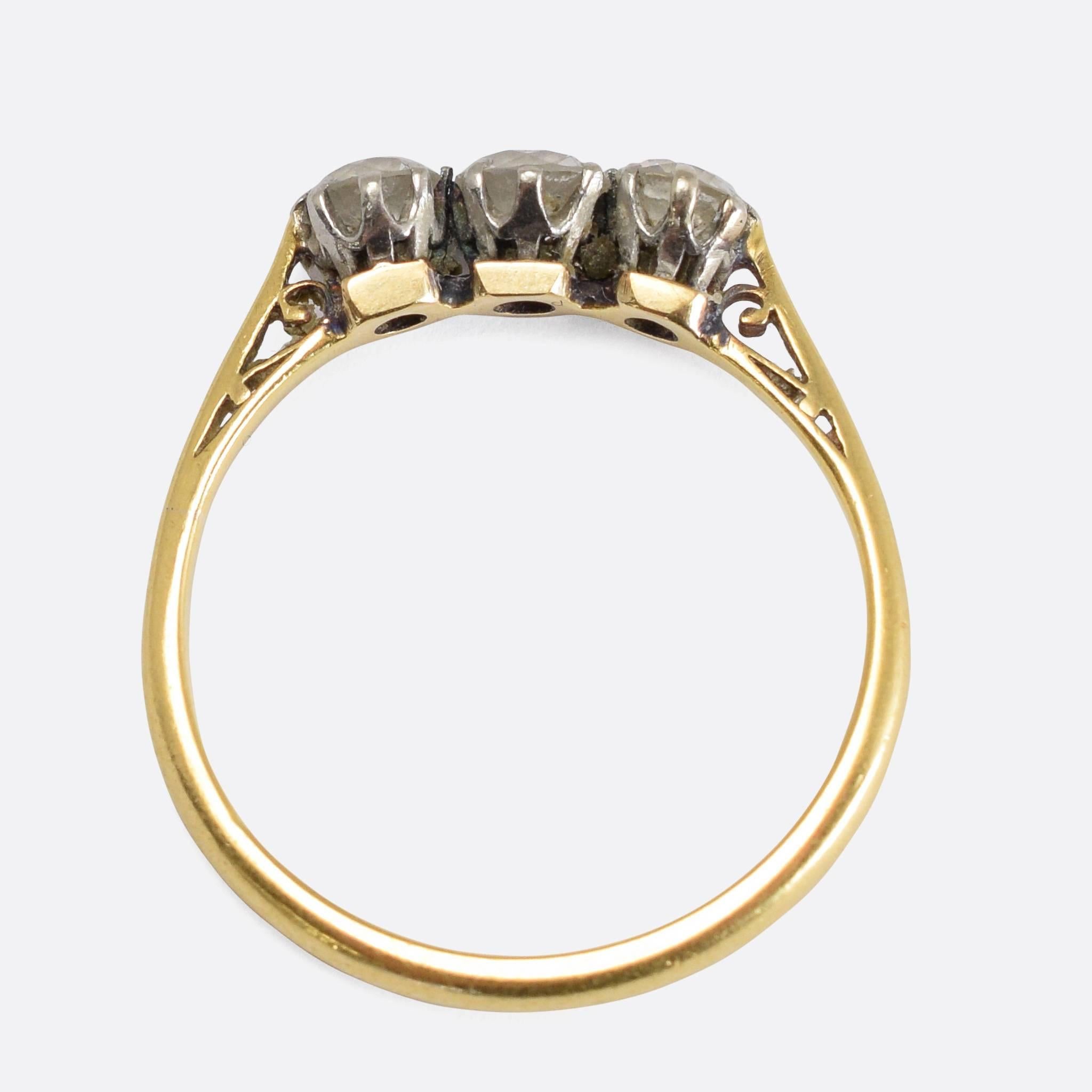 Women's Antique Victorian Old Cut Diamond Three-Stone Ring