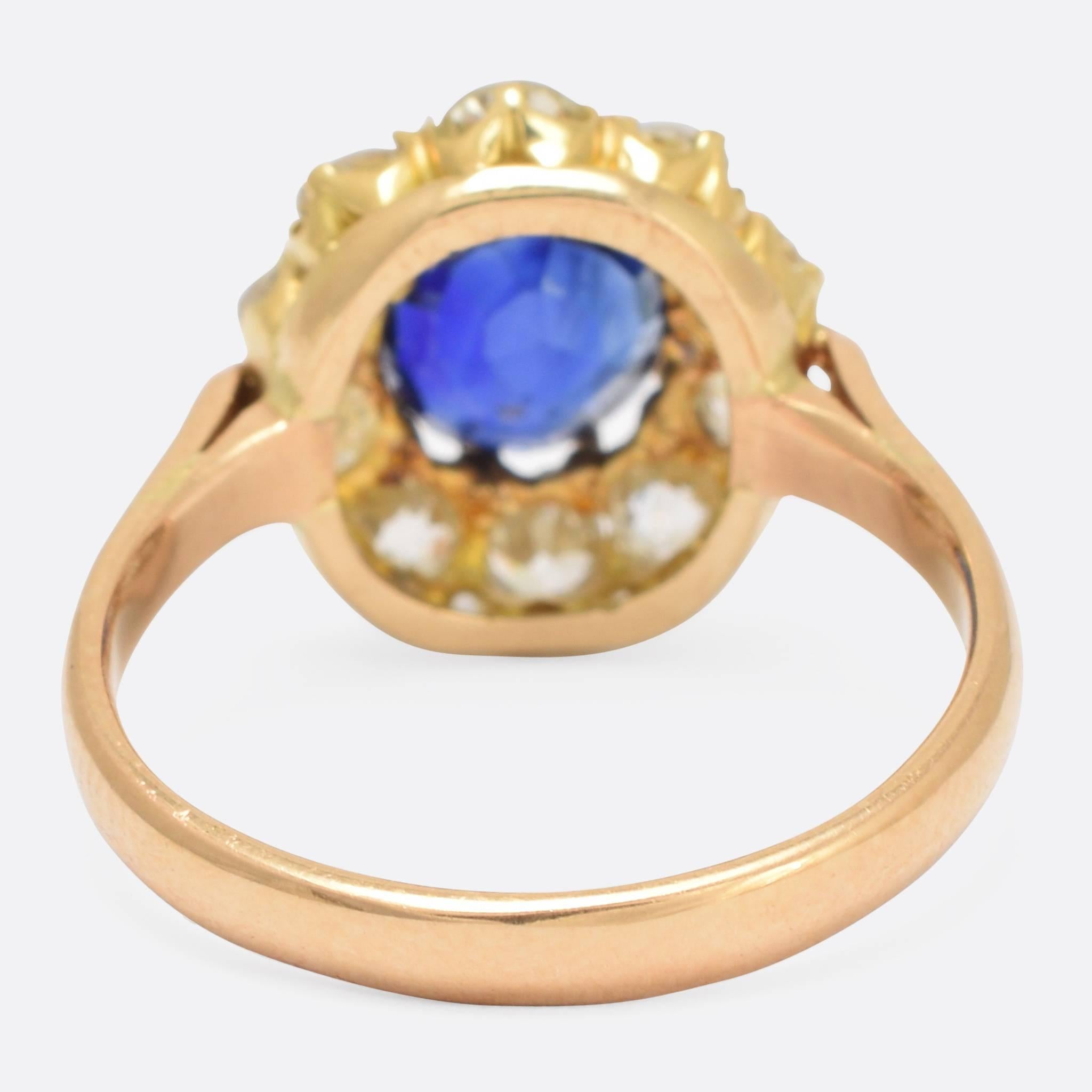 Women's Late Victorian Sapphire Diamond Cluster Ring