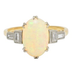 1920s Art Deco Opal Diamond Engagement Ring