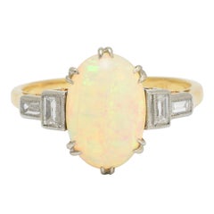 1920s Art Deco Opal Diamond Engagement Ring 10