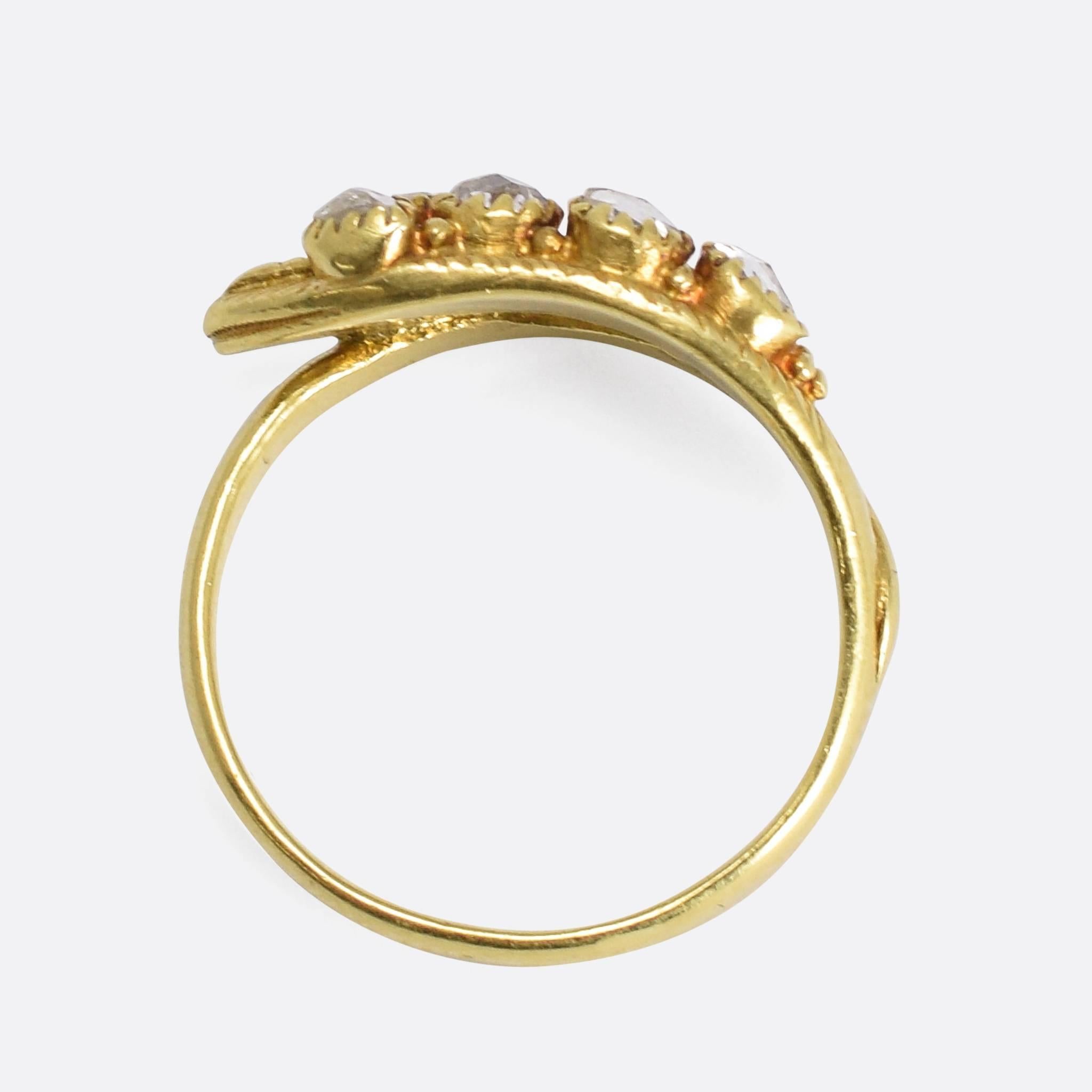 18th Century Georgian Rose Cut Diamond Snake Ring For Sale 1