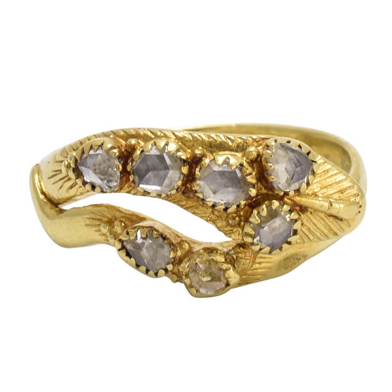 18th Century Georgian Rose Cut Diamond Snake Ring For Sale at 1stDibs
