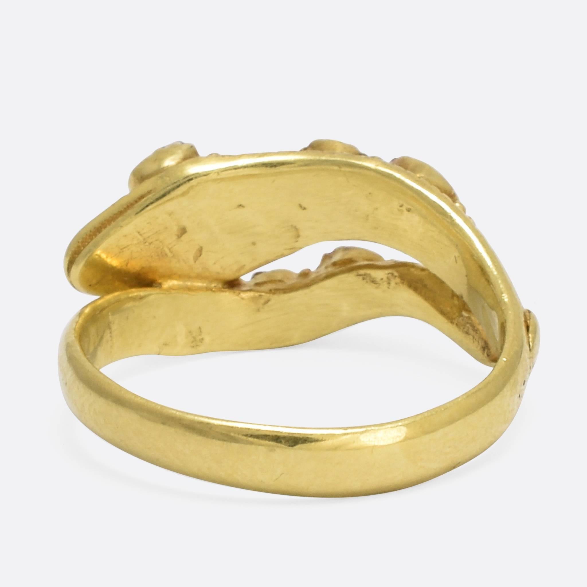 Women's or Men's 18th Century Georgian Rose Cut Diamond Snake Ring For Sale