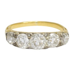 Antique Mid-Victorian Cushion Cut Diamond Five-Stone Ring