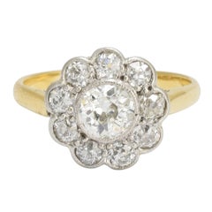 Antique Edwardian 1.75 Carat Diamond Flower Ring
