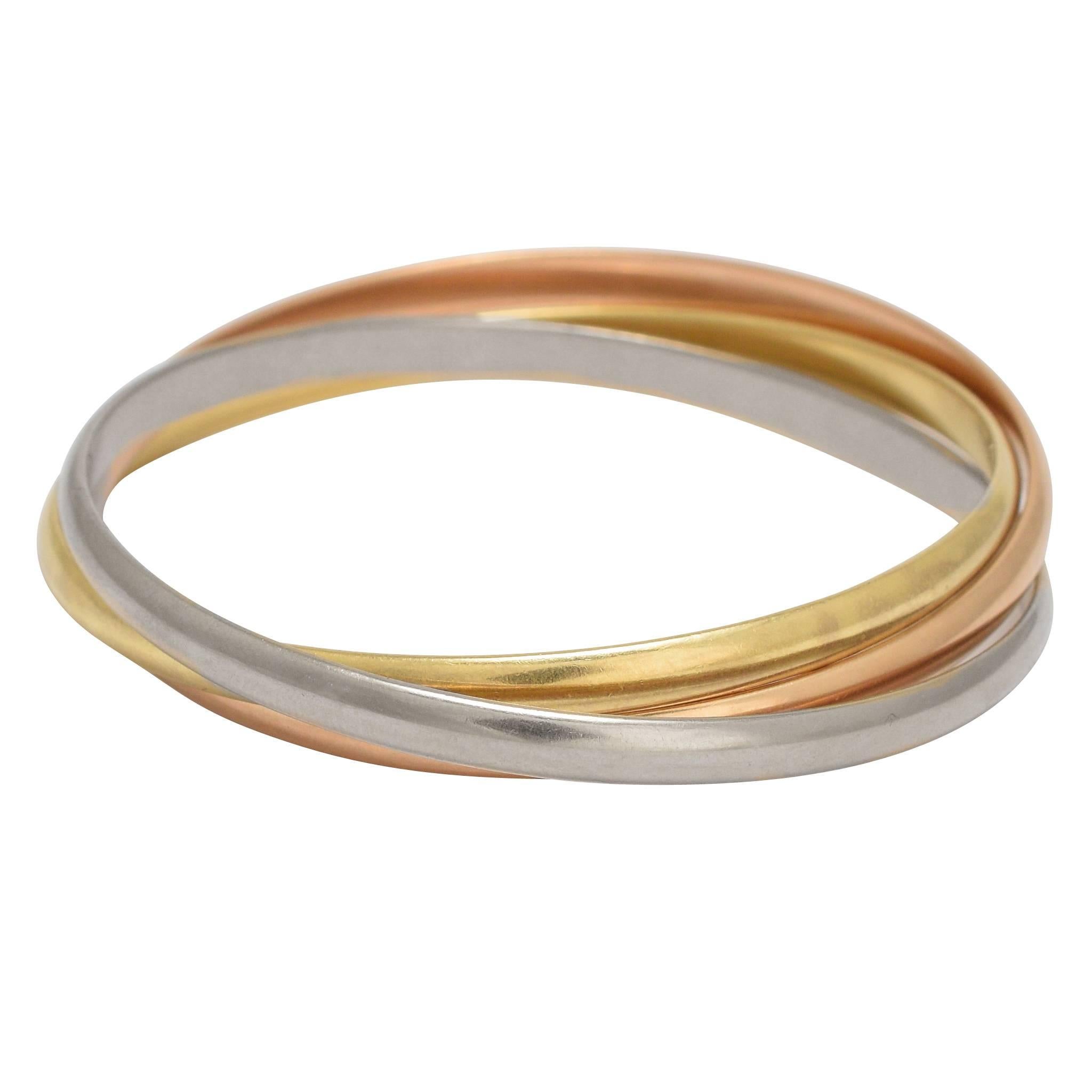 Vintage Cartier Trinity Three-Tone Gold Bangles