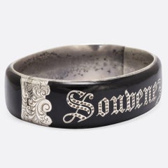 Victorian "Souvenez Vous" Remember Black Enamel Bangle